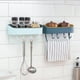 thumbnail image 2 of 1pc Shower Caddy Toothbrush Holders For Bathroom Wall Mounted, Detachable Towel Rack 4 Hooks, Punch Free Shower Basket Bathroom Storage Organizer, Drain Dustproof Kitchen Bathroom Set, 2 of 4
