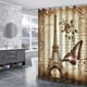 thumbnail image 2 of 1pc/3pcs/4pcs Bathroom Sets Rugs Shower Curtain, Bath Mats Set, And Rugs Non-Slip Bath Mat Toilet Lid Cover, With 12 Hooks Eiffel Tower Pattern, Bathroom Decor Accessories, 2 of 5