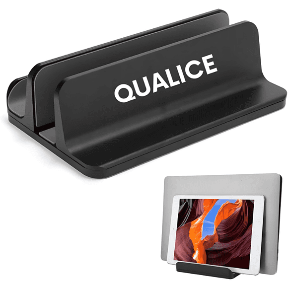 Soporte Vertical Aluminio Notebook Tablet Celular Qualice Negro