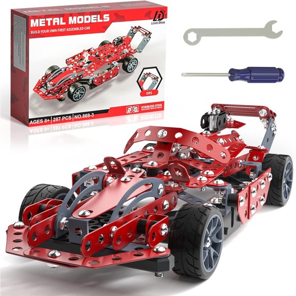 Kit de Construcción de Auto Metálico Lucky Doug, 287 Piezas STEM, 8+
