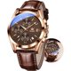 thumbnail image 1 of Reloj para hombre OLEVS de cuero marrón, 40 mm, cuarzo, cronógrafo y fecha, 1 of 3