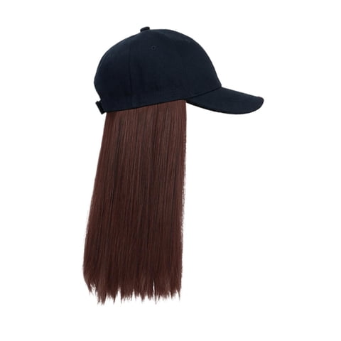 Magideal - Gorra De Béisbol Con Extensión De Pelo Largo Y Liso, De Fibra Sintética, Ajustable, Ligera, Para Mujeres Y Niñas, Ideal Para Cosplay, Fiestas Y Deport Cabello Castaño