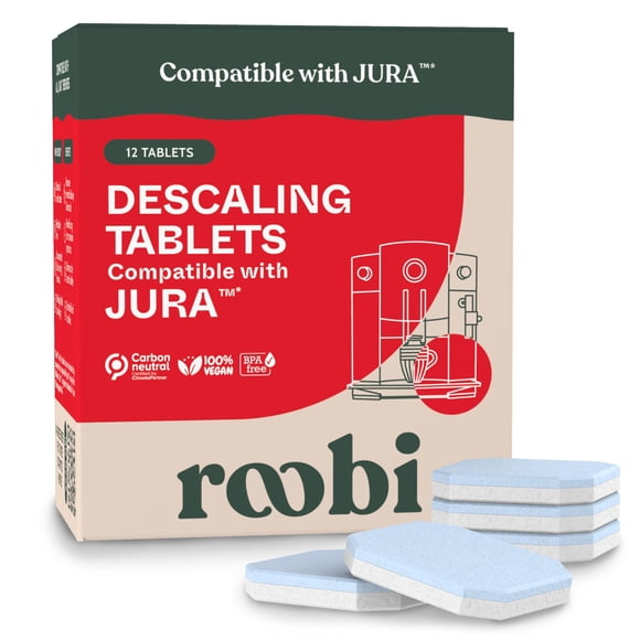 Tabletas descalcificantes Roobi compatibles con Jura – paquete de 12 veganas