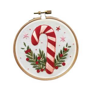 Magideal - Bordado Navideño Set De Bastidor Tela Hilos Agujas Con Diseño De Navidad Para Manualidades Decorativas Fácil De Usar Adecuado Para Regalos Y Decoració Bastón De Caramelo