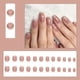 thumbnail image 1 of 24pcs Pink French Tip Press On Nails Medium Square Fake Nails Glossy Full Cover Glitter Powder Stick On Nails False Nails With White Edge Design, Artificial Acrylic Nails With Glue Sticker For Women G, 1 of 3
