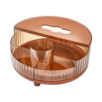 Ioensy - Estante Organizador De Maquillaje Cosmético, Contenedor De Mesa Para Tocador De Baño, Champán Con Tapa