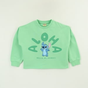 Poleron Cerrado Niña Verde Aloha Lilo & Stitch Disney