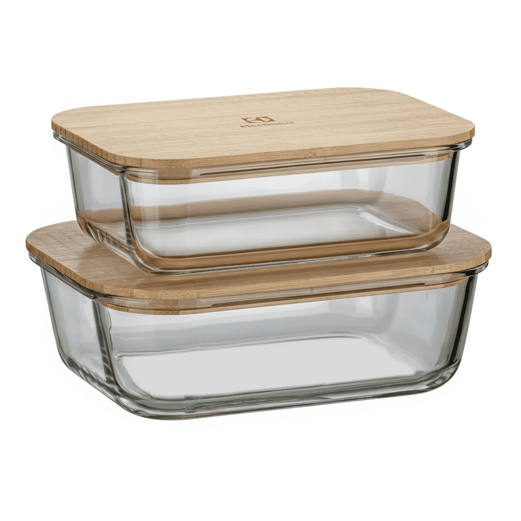 Electrolux - Set Contenedores De Vidrio Herméticos Tapa Bambú 2 Uds