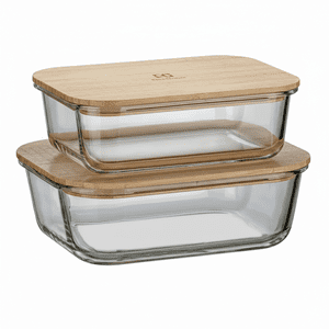 Electrolux - Set Contenedores De Vidrio Herméticos Tapa Bambú 2 Uds