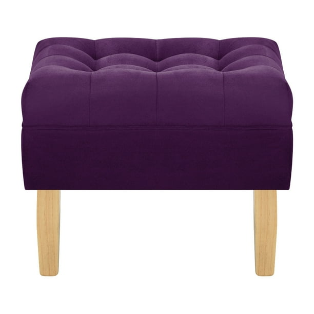 Pouf Wood 1c Felpa 05 Morado