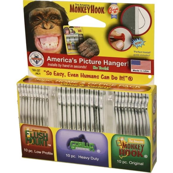 Juego de colgadores de cuadros Monkey Hook Tmh-314, resistente, 30 piezas
