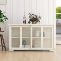 M&Ms - Kitchen Storage Stand Cupboard With Glass Door-White