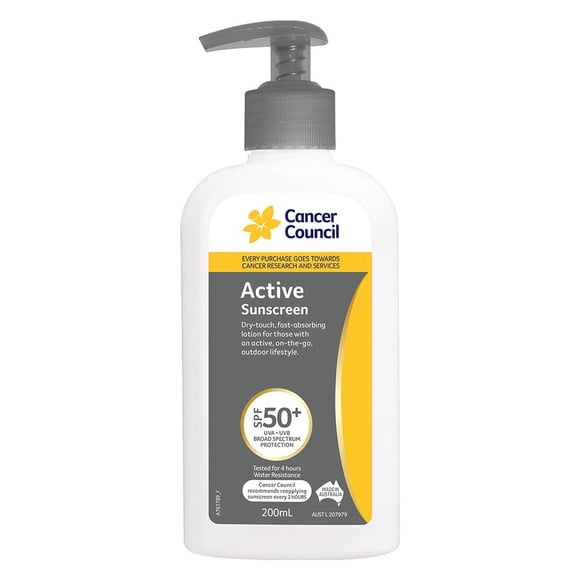 Protector solar Cancer Council 200 ml SPF 50+ con bomba