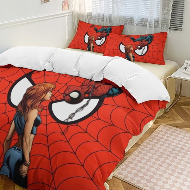 Spider-Man 3-Piece Twin Bed Set - Includes 1 Single Quilt And 2 Pillow Cases Bedding - Fade Resistant Microfiber - Spider