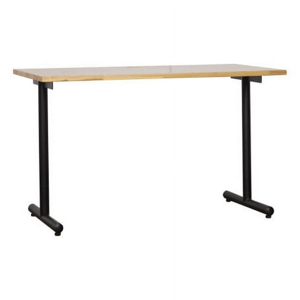 Escritorio Iron T-Shape Madera Caucho Sólido