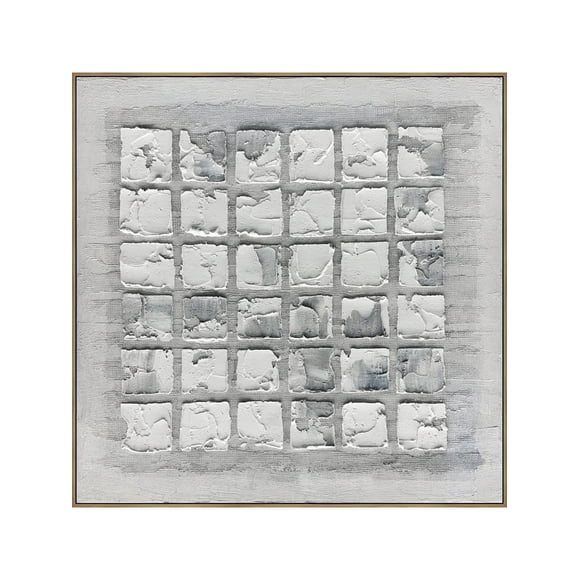 Cuadro Decorativo Abstracto Pintado a Mano Estructura Nórdica 80x80