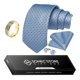 thumbnail image 2 of Corbata Hombre Seda En Caja + Anillo Dorado, Paño Y Colleras celeste Talla Única, 2 of 4
