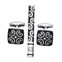 Ioensy - Gemelos Casuales Para Hombre Corbata Pinch Clips Trajes Botones Camisas Fiesta Negro