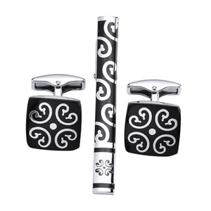 Ioensy - Gemelos Casuales Para Hombre Corbata Pinch Clips Trajes Botones Camisas Fiesta Negro