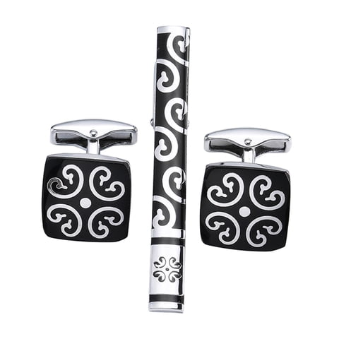 Ioensy - Gemelos Casuales Para Hombre Corbata Pinch Clips Trajes Botones Camisas Fiesta Negro