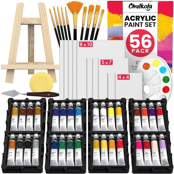 Set Pintura Acrílica Chalkola 56 Piezas Lienzo Pinceles