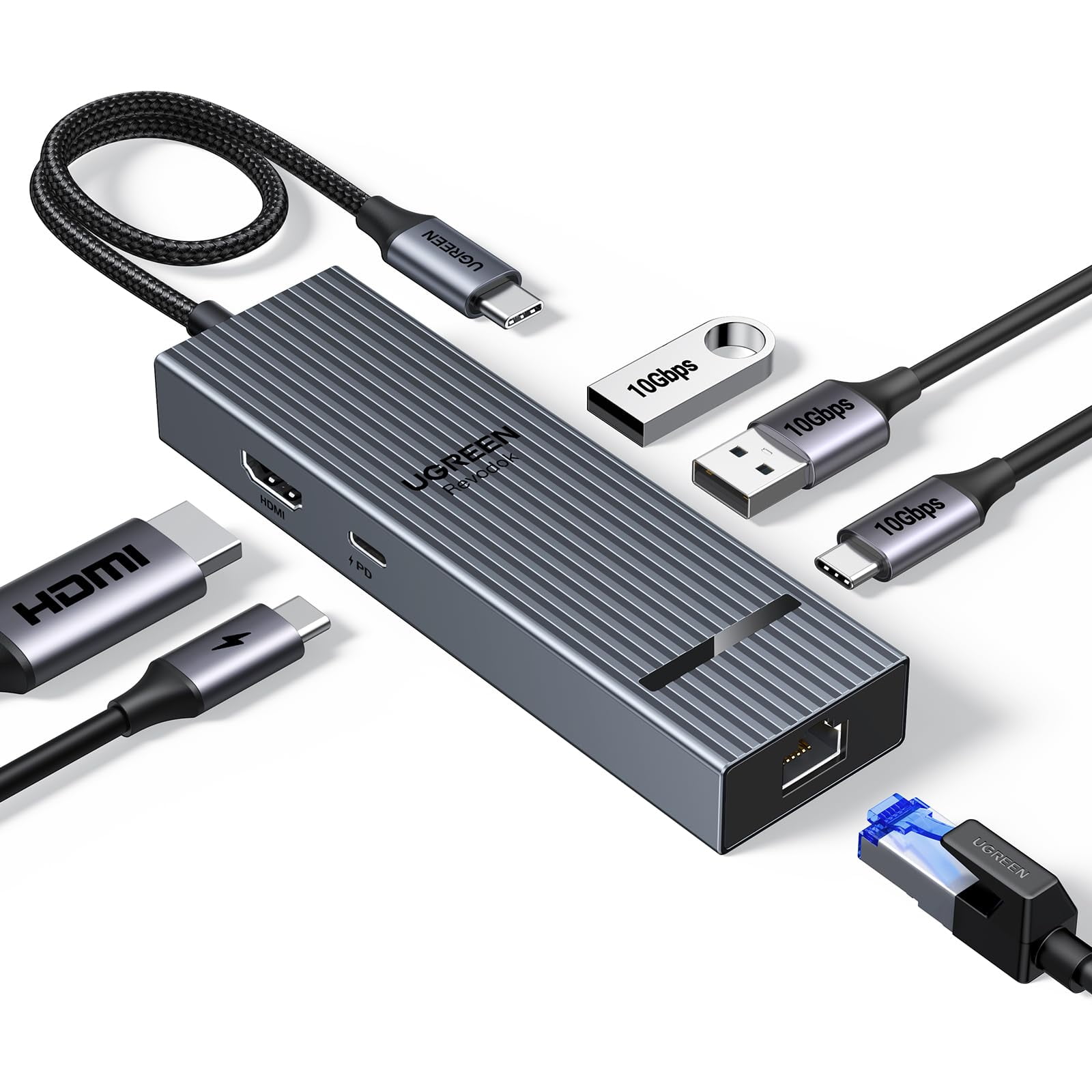 Hub Usb C Ugreen Revodok Pro 6 En 1 Con Hdmi 4k Y Gigabit Eth