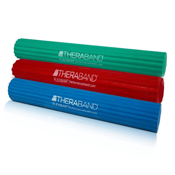 Barra de terapia para codos de tenis Theraband FlexBar, paquete de 3