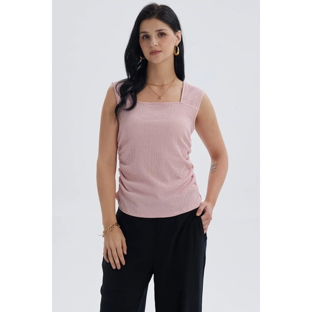 Polera Mujer Recogido Costado Palo Rosa