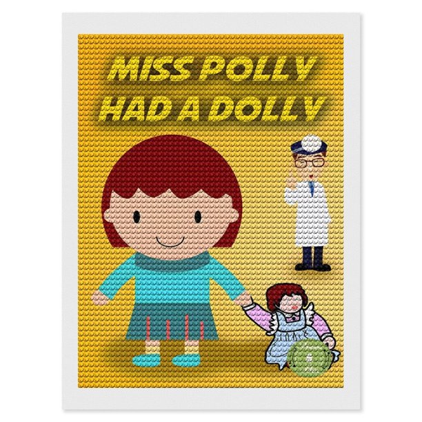 La Señorita Polly Tenía una Muñeca Kits de Pintura de Diamantes para Adultos 5D DIY Diamond Art Kits Full Drill Diamond Dots para Regalo Decoración de Pared y Relajación Artes de Gemas 30*40cm