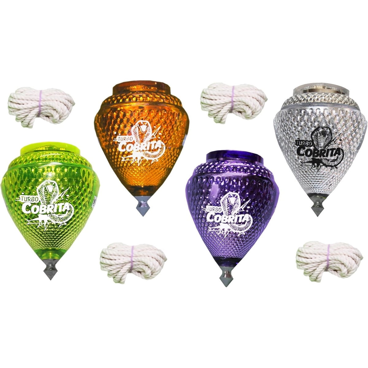Trompos Plástico Trompos Cometa Mini Cobra 4 Pack Punta Metal