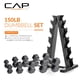 thumbnail image 2 of Set de mancuernas CAP de 68 kg recubiertas de goma hexagonales con rack, 2 of 7
