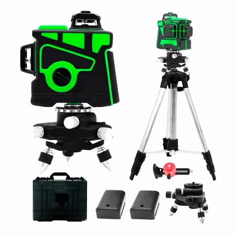 Nivel Laser Profesional 12 Líneas + Maletín + Trípode Color Verde Wakeshome