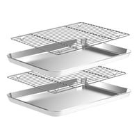 Xusx111 - Hoja De Horneado Con Estante [2 Hojas + 2 Estantes], Bandeja De Horneado De Galletas De Acero Inoxidable Con Estante De Enfriamiento, Tamaño 12 X 10 X 1 Pulgada, No Tóxico Y Pesado Y Fácil De Limpiar