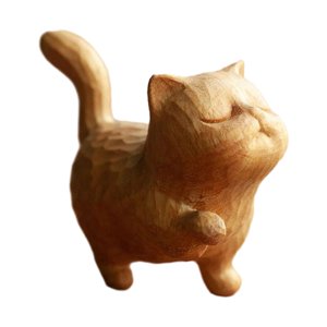 Magideal - Estatua De Gato De Madera Pequeña, Adorno De Gato, Decoración De Gato, Escultura Decorativa De Gato, Figura De Gato Para Mesa, Decoración Para Sala De Estilo A