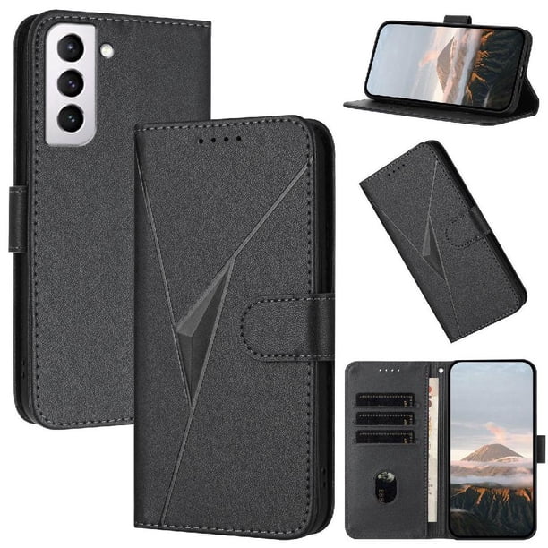 Funda Cartera Fibra de Carbono para Samsung Galaxy S21 Plus con Soporte y Cierre Magnético Negro