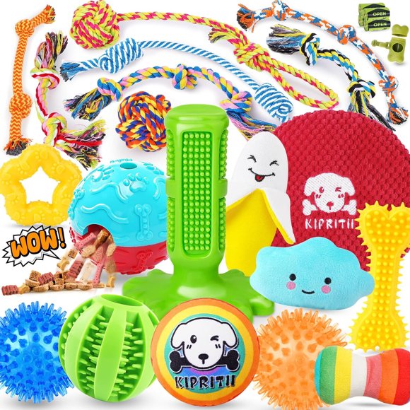 Juguetes para Perro KIPRITII Set 25 Piezas hasta 35 lb