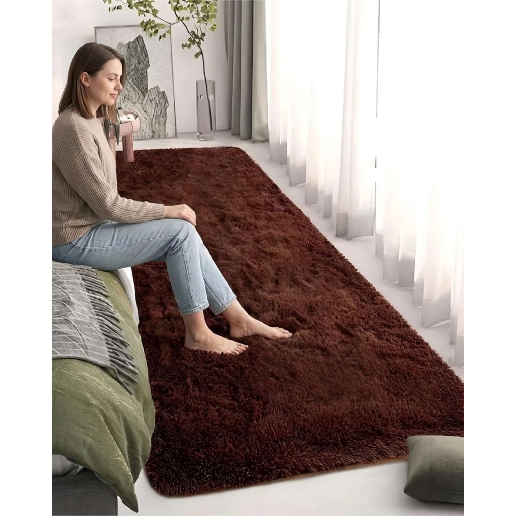 Todo Para El Hogar - Set De 2 Alfombra Pasillera Pelo Suave Largo 70x150 Cm