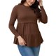 thumbnail image 1 of INSPIRE CHIC Camiseta de lactancia para mujer con volantes y pliegues, manga larga, túnica de rayón, camisa de lactancia posparto, ropa de embarazo, 2XL marrón, 1 of 6