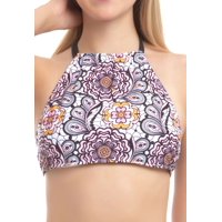 Samia - Bikini Peto Cuello Alto Cruzado Estampado Blanco Xl