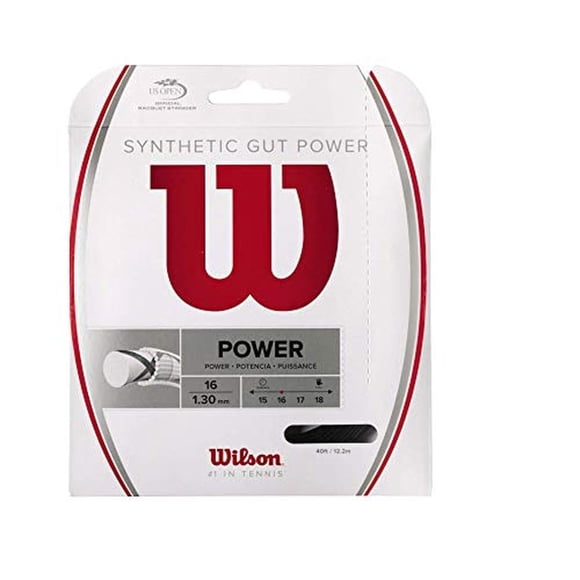 Juego de cuerdas de tenis WILSON Synthetic Gut Power de 40 pies, color negro 16