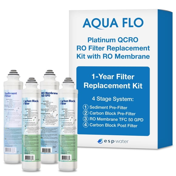 Kit de filtros RO Aqua Flo Platinum QCRO de 4 etapas con membrana de 50 GPD