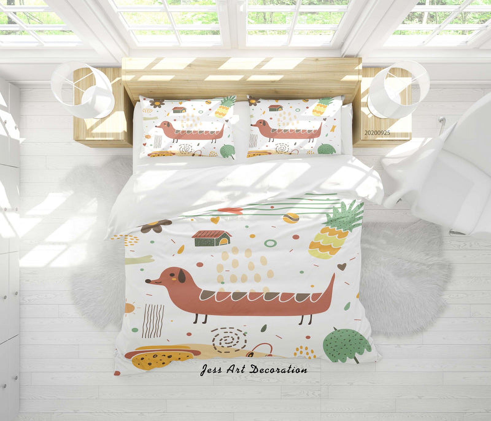 Milsleep - 3D Cartoon Animal Perro Patrón Funda De Edredón Set Ropa De Cama Set Funda Nórdica