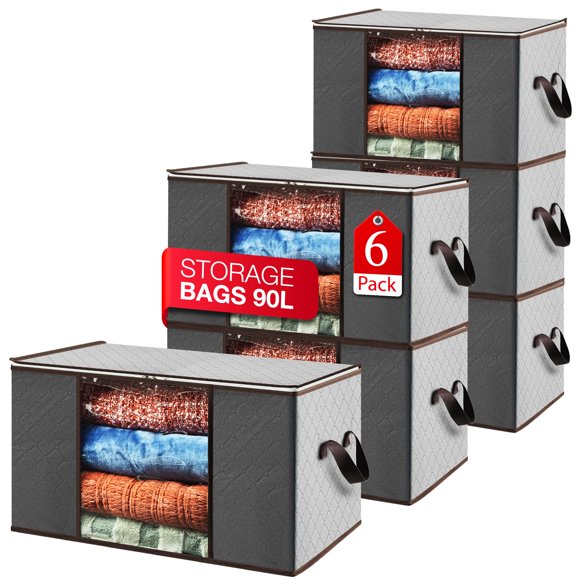 Bolsas de almacenamiento Masirs, paquete de 6 unidades, 90 litros, para mantas y ropa de cama