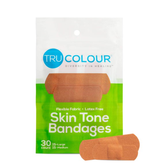 Skin Tone Bandages, bolsa resellable, color oliva, 30 unidades