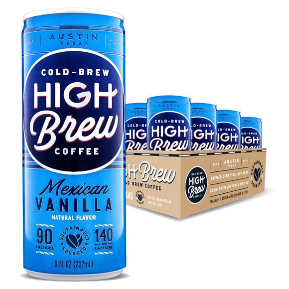 Cold Brew Coffee High Brew, vainilla mexicana, 240 ml (paquete de 12)