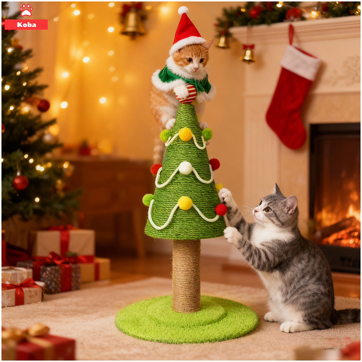 Koba - Rascador Para Gatos Michis Tipo Mini Árbol De Navidad 62Cm