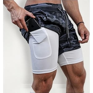 Oem - Short Gimnasio Hombre Con Calza Y Bolsillo Para Celular Gris Oscuro L