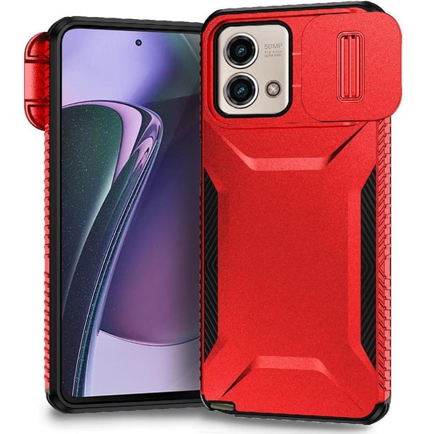 Funda Resistente para Motorola Moto G Stylus 5G 2023 con Tapa Deslizante y Protección Militar Rojo
