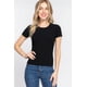 thumbnail image 1 of Top Corto de Punto Acanalado Jaspeado con Cuello Redondo Slv Negro M, 1 of 5