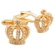 thumbnail image 2 of Gemelos Vintage Crown Crystal Cuff Links Camisa de Boda Traje Botón Oro, 2 of 3